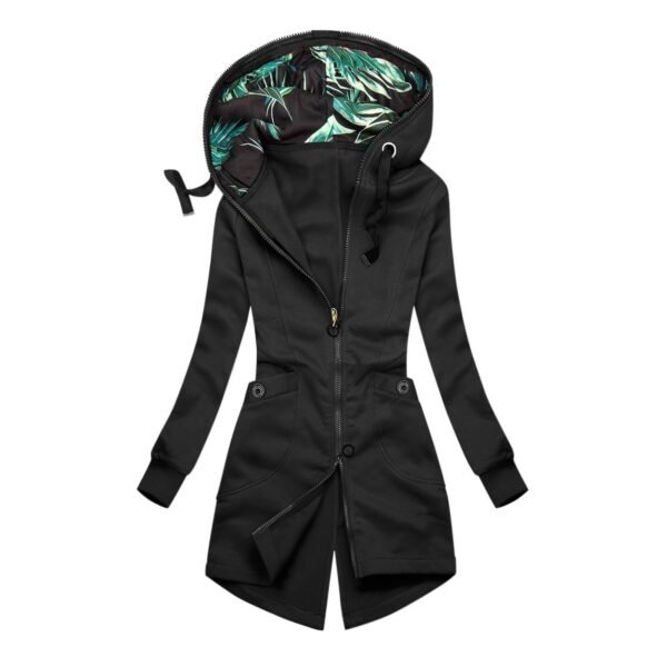 Ladies Long Sleeve Hooded Zip Cardigan Casual Jacket